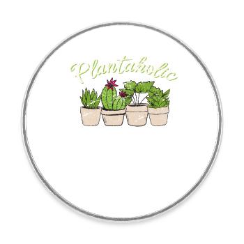 Plantaholic Funny Plant Lover House Plants Lover G - Round  fridge magnet - white - Front