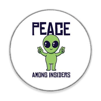 Alien Peace Auserirdisch Marsianer Space Outsider - Runder Kühlschrankmagnet - Weiß - Vorne