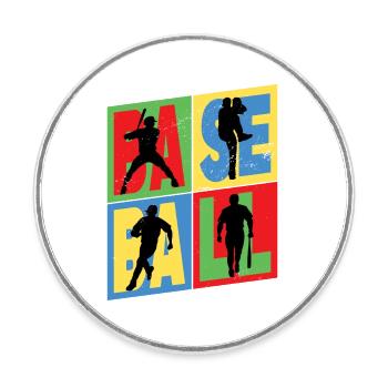 Baseball Baseball Player USA Sport Vintage Retro - Magnet rond - blanc - Devant