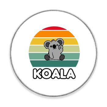 koala vintage retro - Round  fridge magnet - white - Front