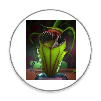 Funny Graphic Pitcher Plant Art Cool Nepenthes - Round  fridge magnet - white - Front