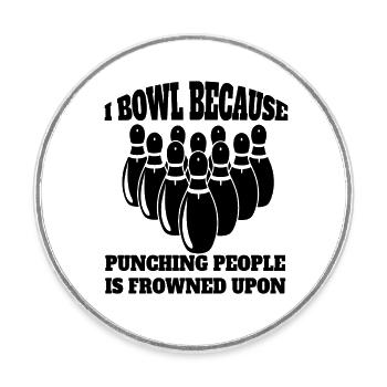 Bowling Geschenk Bowlingkugel Kegel Bowler Kegeln - Runder Kühlschrankmagnet - Weiß - Vorne