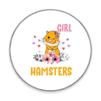 just girls who loves hamster - Magnet rond - blanc - Devant