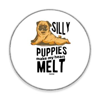 Conception de chien - Magnet rond - blanc - Devant