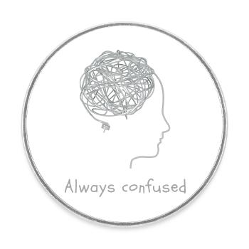 Always confused - Round  fridge magnet - white - Front