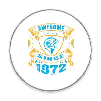 Awesome since 1972. Angel, Angler's Birthday - Round  fridge magnet - white - Front