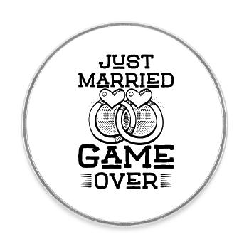 Juste marié Game over - Magnet rond - blanc - Devant