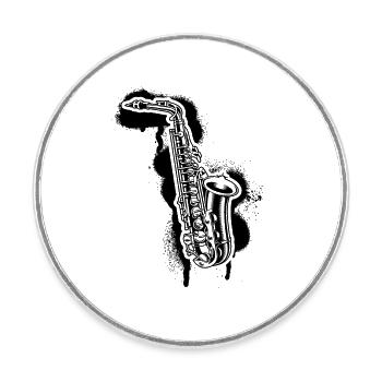 Saxophone Saxophoniste Saxophoniste - Magnet rond - blanc - Devant