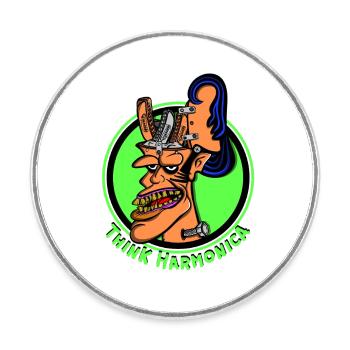 Mundharmonika-Stil Rat Fink Mundharmonikaspieler - Runder Kühlschrankmagnet - Weiß - Vorne