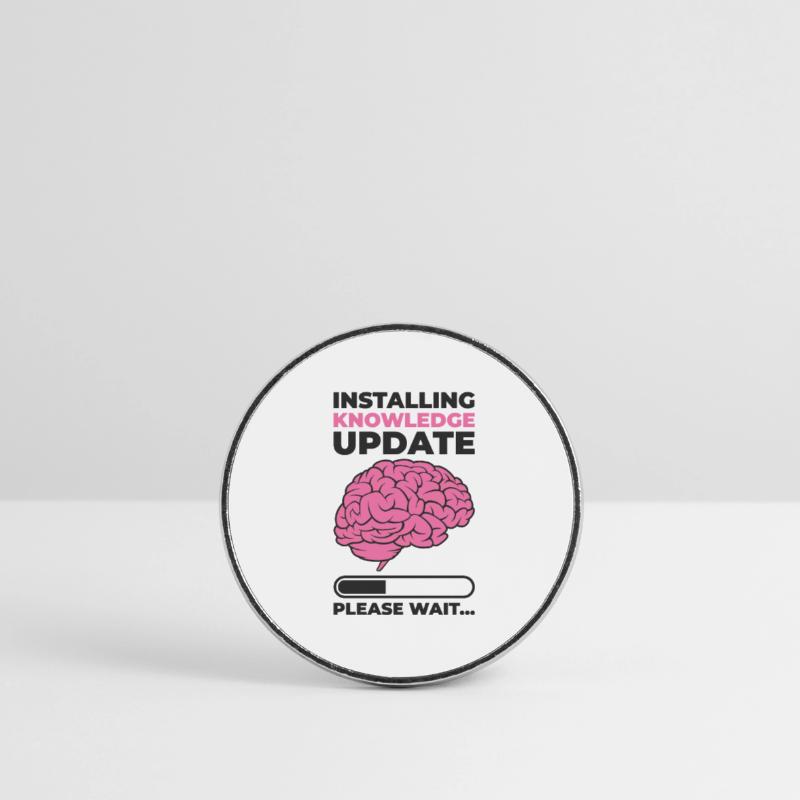 Installing Knowledge Update Student Brain Loading Round  fridge magnet