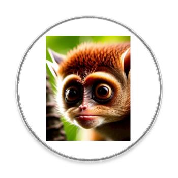cool drôle mignon tarsier (Tarsiidae) bande dessinée forestière - Magnet rond - blanc - Devant
