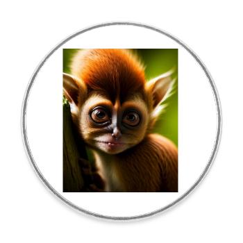cool drôle mignon tarsier (Tarsiidae) bande dessinée forestière - Magnet rond - blanc - Devant