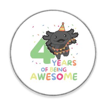 Axolotl pour les enfants de 4 ans - Magnet rond - blanc - Devant