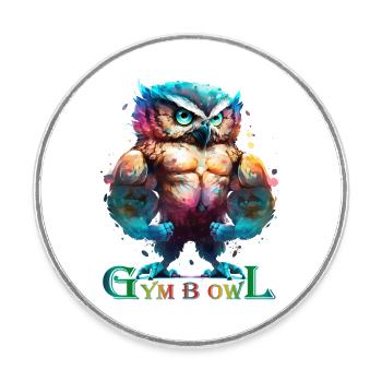 Gym B Owl - Gymbowl - Kraftsport Eule - No Pain... - Runder Kühlschrankmagnet - Weiß - Vorne