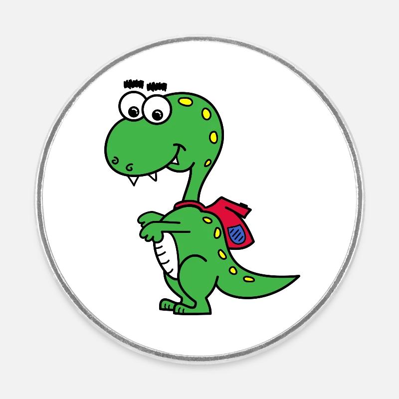 T-Rex avec sac à dos - Magnet rond - blanc
