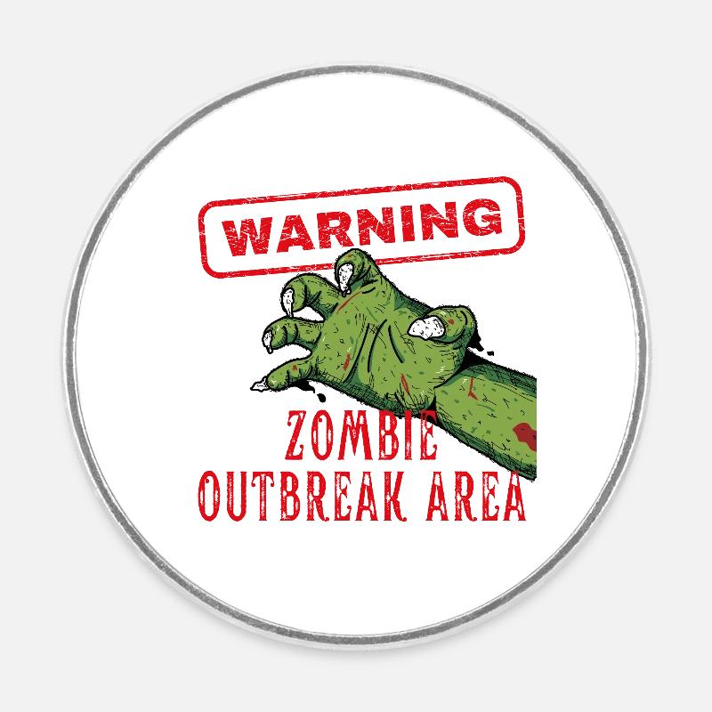 Warnung Zombie Outbreak Area Brain Eater - Runder Kühlschrankmagnet - Weiß