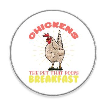 Chickens The Pet That Poops Chickens Rooster Farmer Chicken - Round  fridge magnet - white - Front