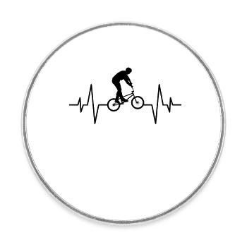 Bmx Herzschlag - Runder Kühlschrankmagnet - Weiß - Vorne