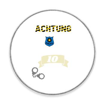 Polizei - 10. Geburtstag, für alle Polizeifans - Runder Kühlschrankmagnet - Weiß - Vorne