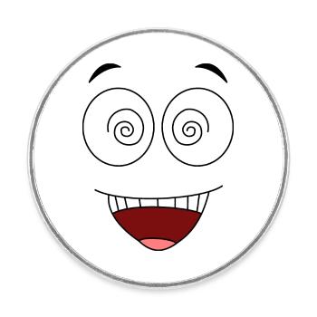 Visage fou - Magnet rond - blanc - Devant
