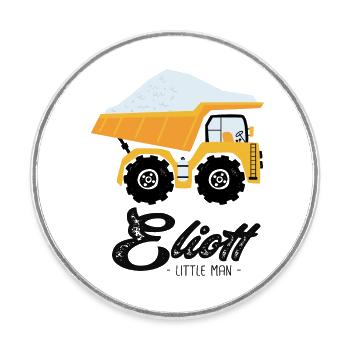 Eliott prenom eliott avec camion - Magnet rond - blanc - Devant