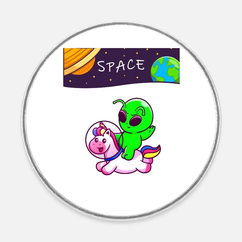 Space - Round  fridge magnet - white
