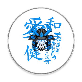 Kitsun Vaporwave Japanese Kami Vaporwave Kitsune - Round  fridge magnet - white - Front
