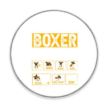 Stubborn Boxer Tricks - Round  fridge magnet - white - Front