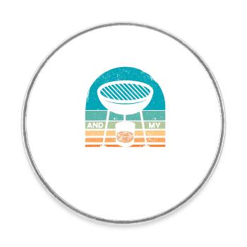 I like Bourbon and my smoker Funny BBQ Grill - Round  fridge magnet - white - Front