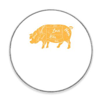 Pulled Pork Fleischstücke Chef BBQ Grillen Koch - Runder Kühlschrankmagnet - Weiß - Vorne