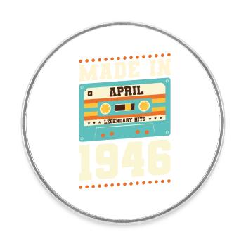 77. Geburtstag April Jahrgang 1946 Geschenkidee - Runder Kühlschrankmagnet - Weiß - Vorne