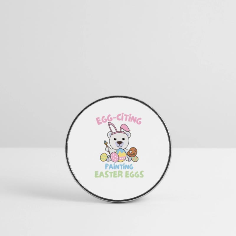cute polar bears at Easter with Easter eggs polar bear Round  fridge magnet