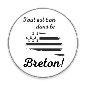 t-shirt humoristique, cadeau homme femme, Bretagne - Magnet rond - blanc - Devant