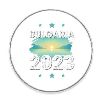 Bulgaria 2023 - Round  fridge magnet - white - Front