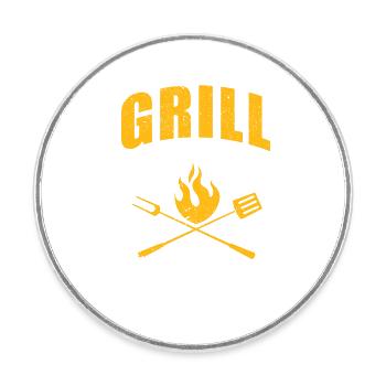Grill Sergeant Funny BBQ Grill Meat Lovers - Round  fridge magnet - white - Front