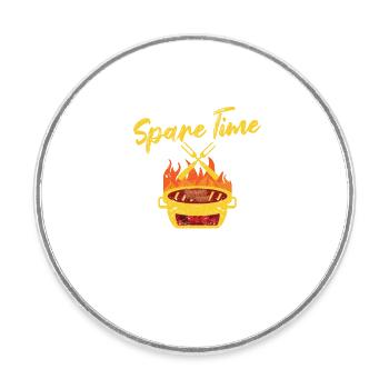 Ce que je fais pendant mon temps libre Barbecue - Magnet rond - blanc - Devant