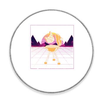 BBQ Grill Meat Lovers Retro Barbecue 80s - Round  fridge magnet - white - Front