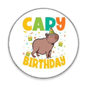 Anniversaire de Capy - Magnet rond - blanc - Devant