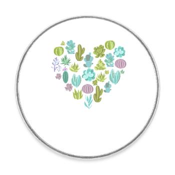 Succulent Cactus Succa Lover Heart Plant - Magnet rond - blanc - Devant