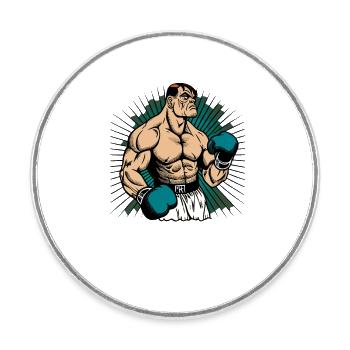Boxer dans le style BD - Magnet rond - blanc - Devant