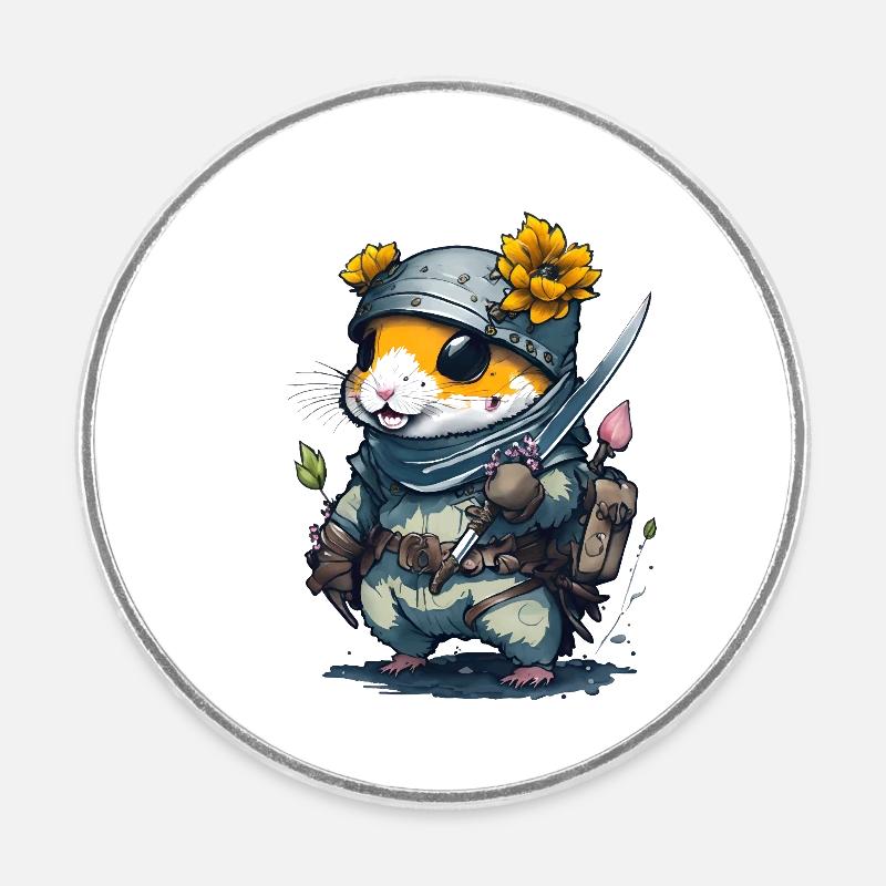 With this design you will become a ninja hamster - Round  fridge magnet - white