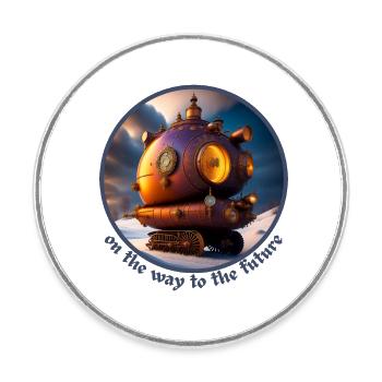 On the way to the future - Round  fridge magnet - white - Front