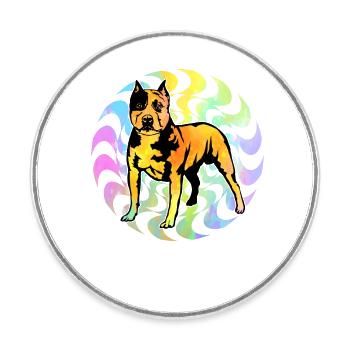Pitbull Retro - Round  fridge magnet - white - Front