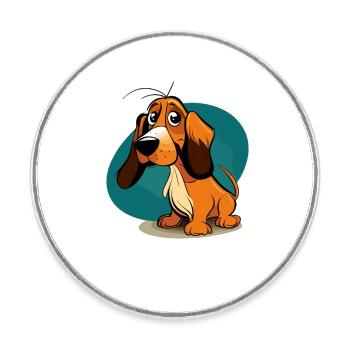 Chien dans le style comique - Magnet rond - blanc - Devant