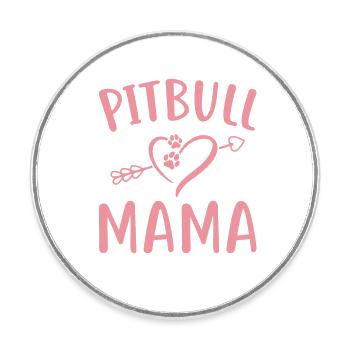 Pitbull Mama - Magnet rond - blanc - Devant
