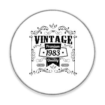 Vintage 1983 Geburtstag Sprüche - Runder Kühlschrankmagnet - Weiß - Vorne