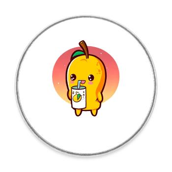 Refreshing mango enjoys mango juice - Round  fridge magnet - white - Front