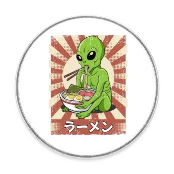 Ramen Alien Nudelsuppe Ramen - Runder Kühlschrankmagnet - Weiß - Vorne