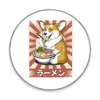 Ramen Corgi Hund Nudelsuppe Ramen - Runder Kühlschrankmagnet - Weiß - Vorne