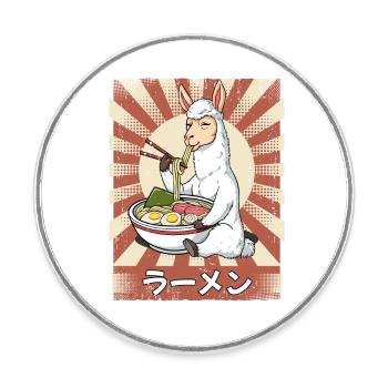Ramen Alpaka Nudelsuppe Ramen - Runder Kühlschrankmagnet - Weiß - Vorne